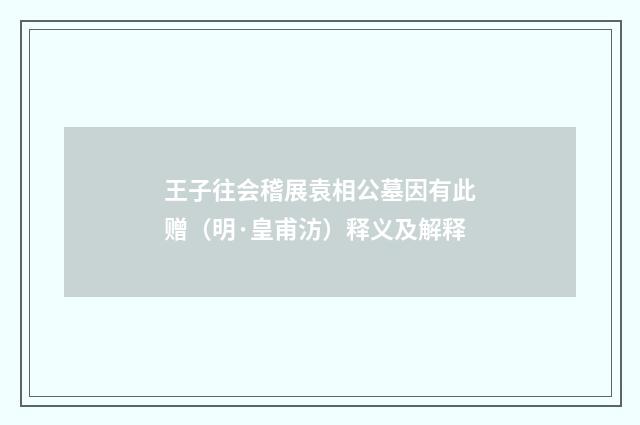 王子往会稽展袁相公墓因有此赠（明·皇甫汸）释义及解释