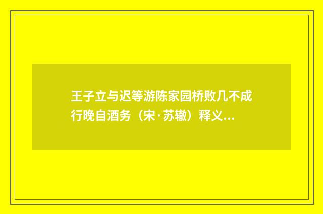 王子立与迟等游陈家园桥败几不成行晚自酒务（宋·苏辙）释义及解释