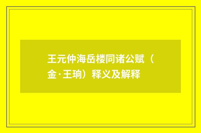 王元仲海岳楼同诸公赋（金·王珦）释义及解释
