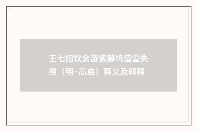 王七招饮余游紫藤坞值雪失期（明·高启）释义及解释