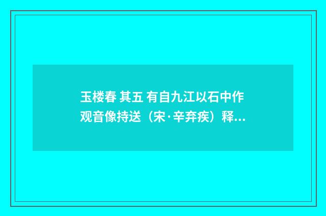 玉楼春 其五 有自九江以石中作观音像持送（宋·辛弃疾）释义及解释