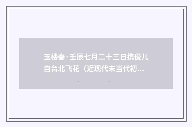 玉楼春·壬辰七月二十三日携俊儿自台北飞花（近现代末当代初·袁荣法）释义及解释