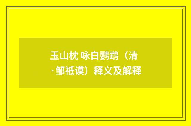 玉山枕 咏白鹦鹉（清·邹祗谟）释义及解释