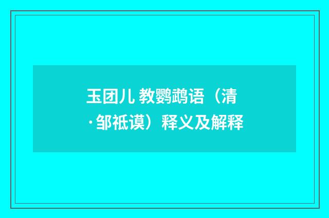 玉团儿 教鹦鹉语（清·邹祗谟）释义及解释