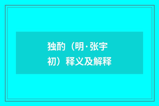 独酌（明·张宇初）释义及解释