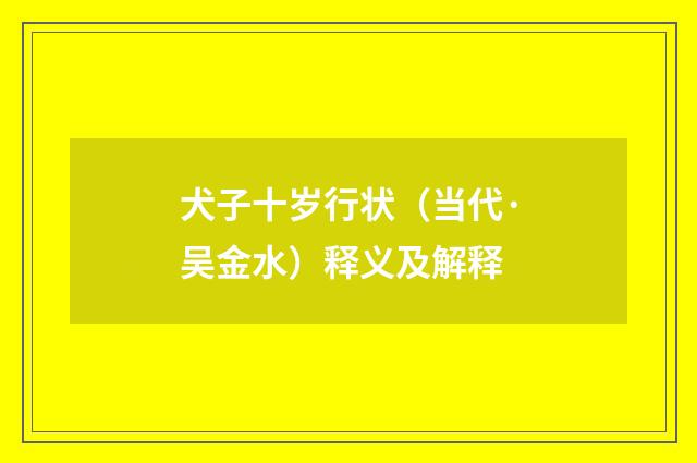 犬子十岁行状（当代·吴金水）释义及解释