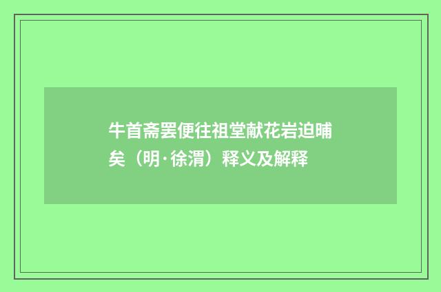 牛首斋罢便往祖堂献花岩迫晡矣（明·徐渭）释义及解释