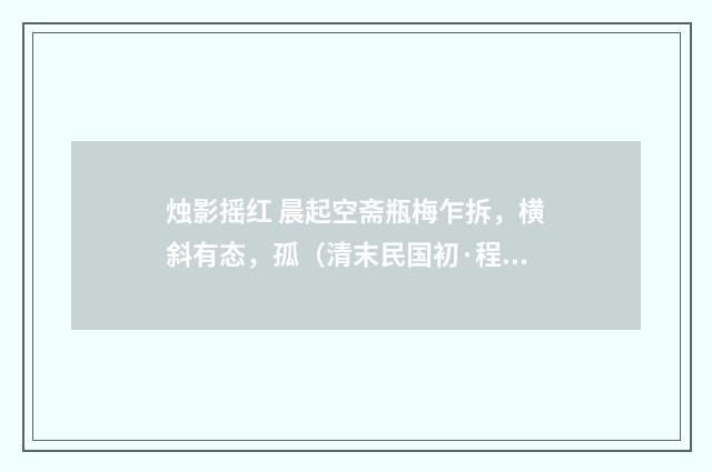 烛影摇红 晨起空斋瓶梅乍拆，横斜有态，孤（清末民国初·程颂万）释义及解释