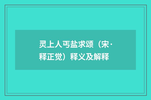 灵上人丐盐求颂（宋·释正觉）释义及解释