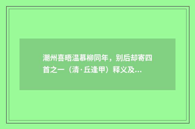 潮州喜晤温慕柳同年，别后却寄四首之一（清·丘逢甲）释义及解释