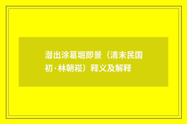 潜出涂葛堀即景（清末民国初·林朝崧）释义及解释