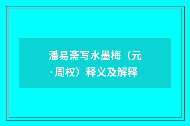 潘易斋写水墨梅（元·周权）释义及解释