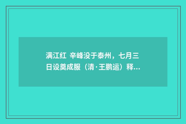 满江红 辛峰没于泰州，七月三日设奠成服（清·王鹏运）释义及解释