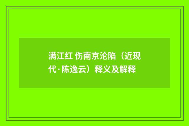 满江红 伤南京沦陷（近现代·陈逸云）释义及解释