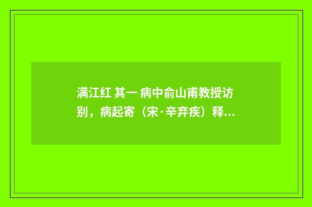 满江红 其一 病中俞山甫教授访别，病起寄（宋·辛弃疾）释义及解释