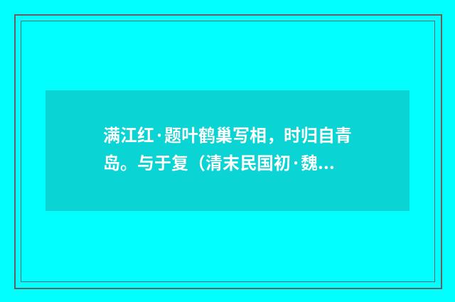 满江红·题叶鹤巢写相，时归自青岛。与于复（清末民国初·魏元戴）释义及解释