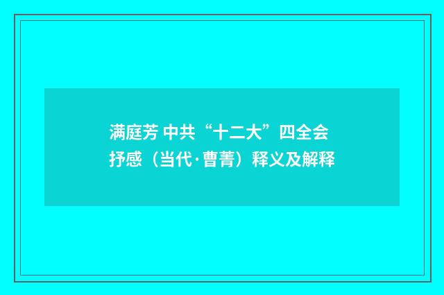 满庭芳 中共“十二大”四全会抒感（当代·曹菁）释义及解释