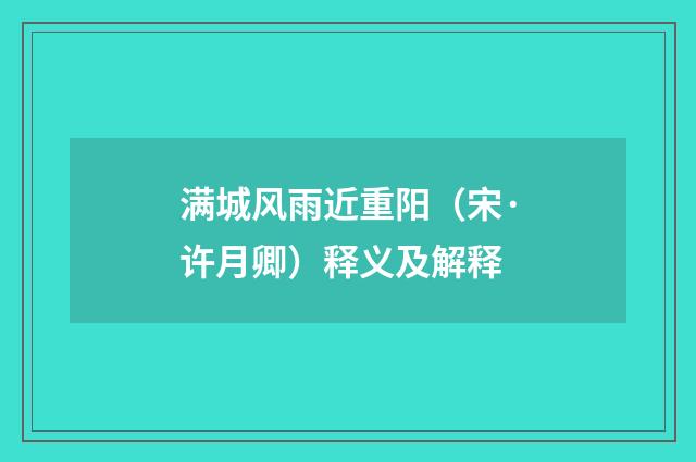 满城风雨近重阳（宋·许月卿）释义及解释