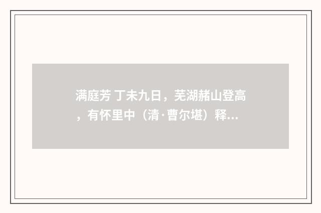 满庭芳 丁未九日，芜湖赭山登高，有怀里中（清·曹尔堪）释义及解释