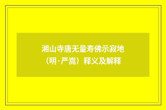 湘山寺唐无量寿佛示寂地（明·严嵩）释义及解释