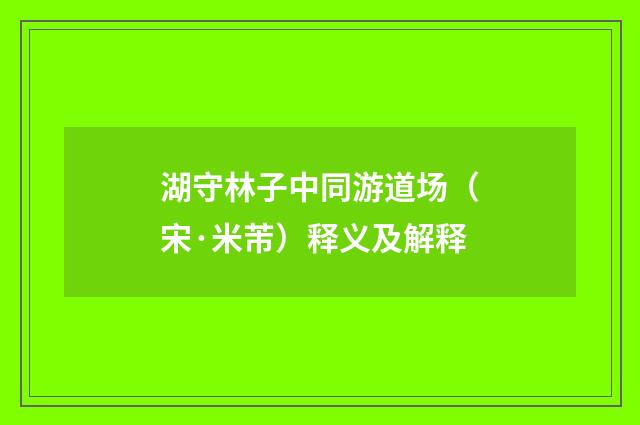湖守林子中同游道场（宋·米芾）释义及解释