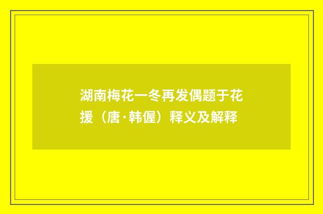 湖南梅花一冬再发偶题于花援（唐·韩偓）释义及解释