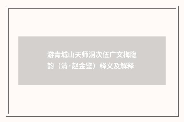 游青城山天师洞次伍广文梅隐韵（清·赵金鉴）释义及解释