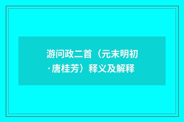 游问政二首（元末明初·唐桂芳）释义及解释
