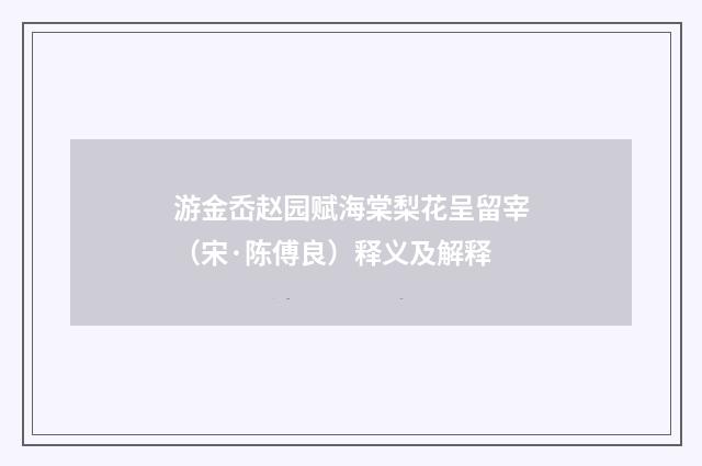 游金岙赵园赋海棠梨花呈留宰（宋·陈傅良）释义及解释