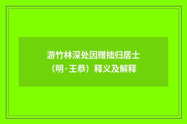 游竹林深处因赠拙归居士（明·王恭）释义及解释