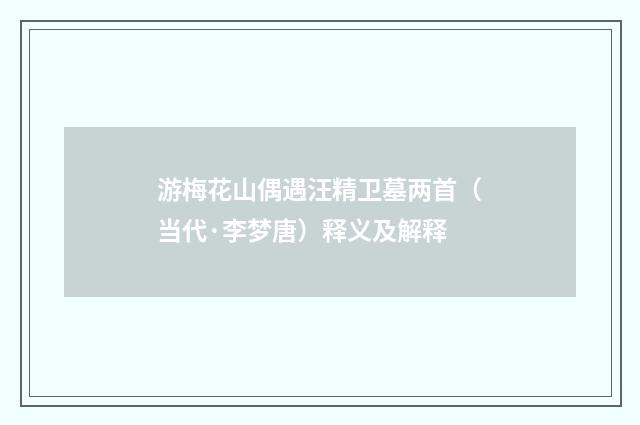 游梅花山偶遇汪精卫墓两首（当代·李梦唐）释义及解释
