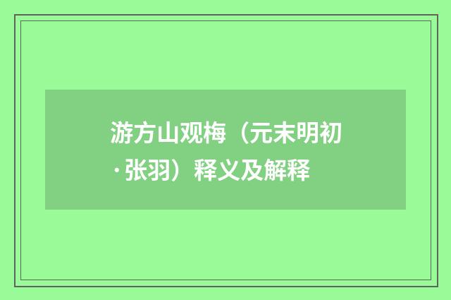 游方山观梅（元末明初·张羽）释义及解释