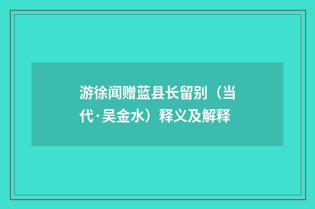 游徐闻赠蓝县长留别（当代·吴金水）释义及解释