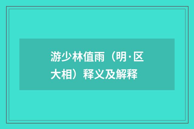游少林值雨（明·区大相）释义及解释