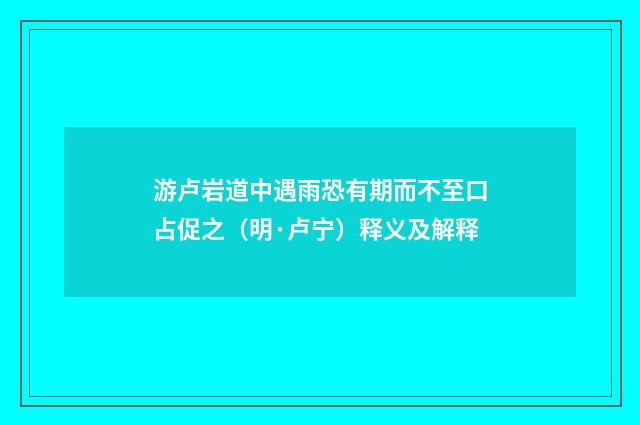 游卢岩道中遇雨恐有期而不至口占促之（明·卢宁）释义及解释