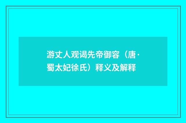 游丈人观谒先帝御容（唐·蜀太妃徐氏）释义及解释