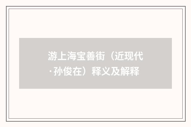 游上海宝善街（近现代·孙俊在）释义及解释