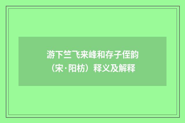 游下竺飞来峰和存子侄韵（宋·阳枋）释义及解释
