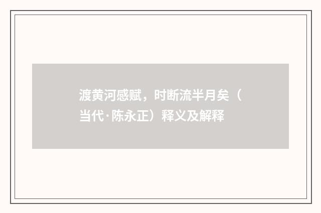 渡黄河感赋，时断流半月矣（当代·陈永正）释义及解释