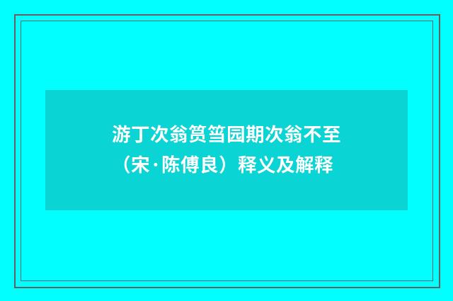 游丁次翁筼筜园期次翁不至（宋·陈傅良）释义及解释