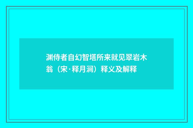 渊侍者自幻智塔所来就见翠岩木翁（宋·释月涧）释义及解释