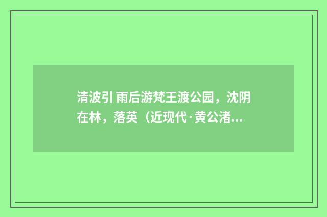 清波引 雨后游梵王渡公园，沈阴在林，落英（近现代·黄公渚）释义及解释