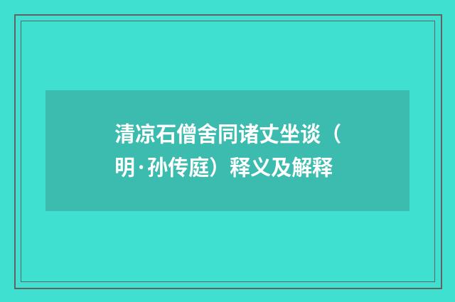 清凉石僧舍同诸丈坐谈（明·孙传庭）释义及解释