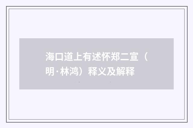 海口道上有述怀郑二宣（明·林鸿）释义及解释