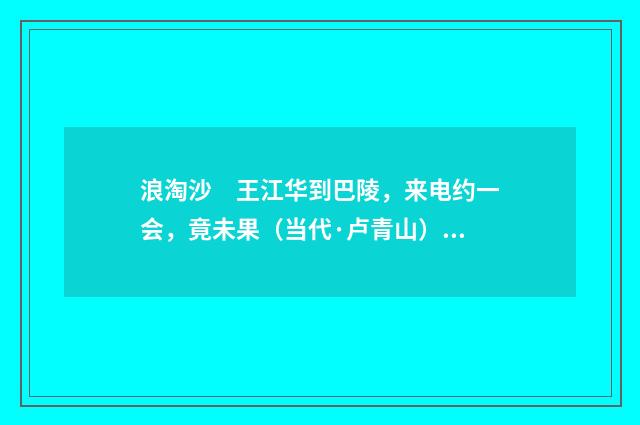 浪淘沙　王江华到巴陵，来电约一会，竟未果（当代·卢青山）释义及解释