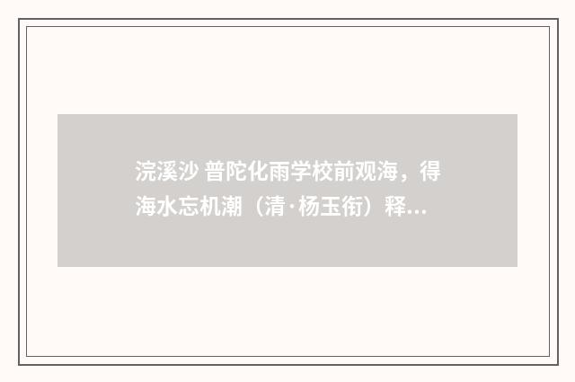 浣溪沙 普陀化雨学校前观海，得海水忘机潮（清·杨玉衔）释义及解释