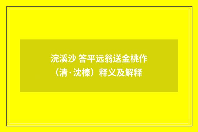 浣溪沙 答平远翁送金桃作（清·沈榛）释义及解释