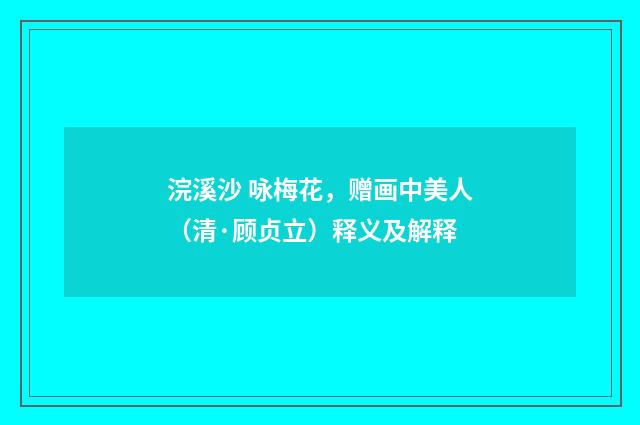 浣溪沙 咏梅花，赠画中美人（清·顾贞立）释义及解释