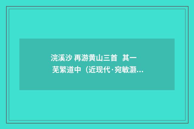 浣溪沙 再游黄山三首 其一 芜繁道中（近现代·宛敏灏）释义及解释
