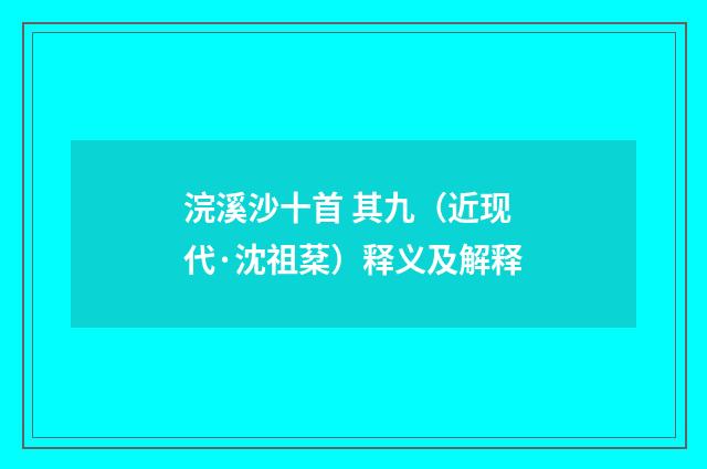 浣溪沙十首 其九（近现代·沈祖棻）释义及解释
